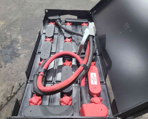 Top view of battery packs in Big Joey forklift from Miami Industrial Trucks