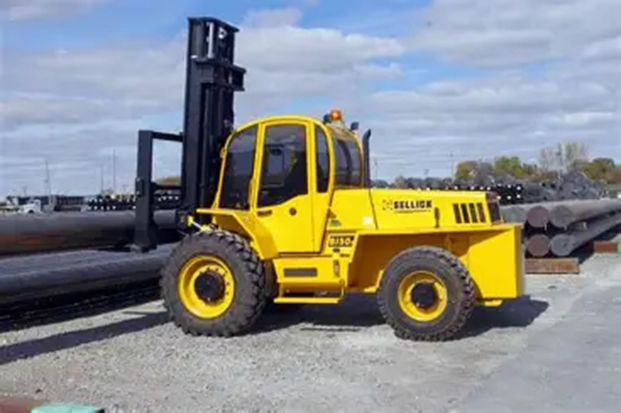 A yellow forklift truck A yellow forklift truck